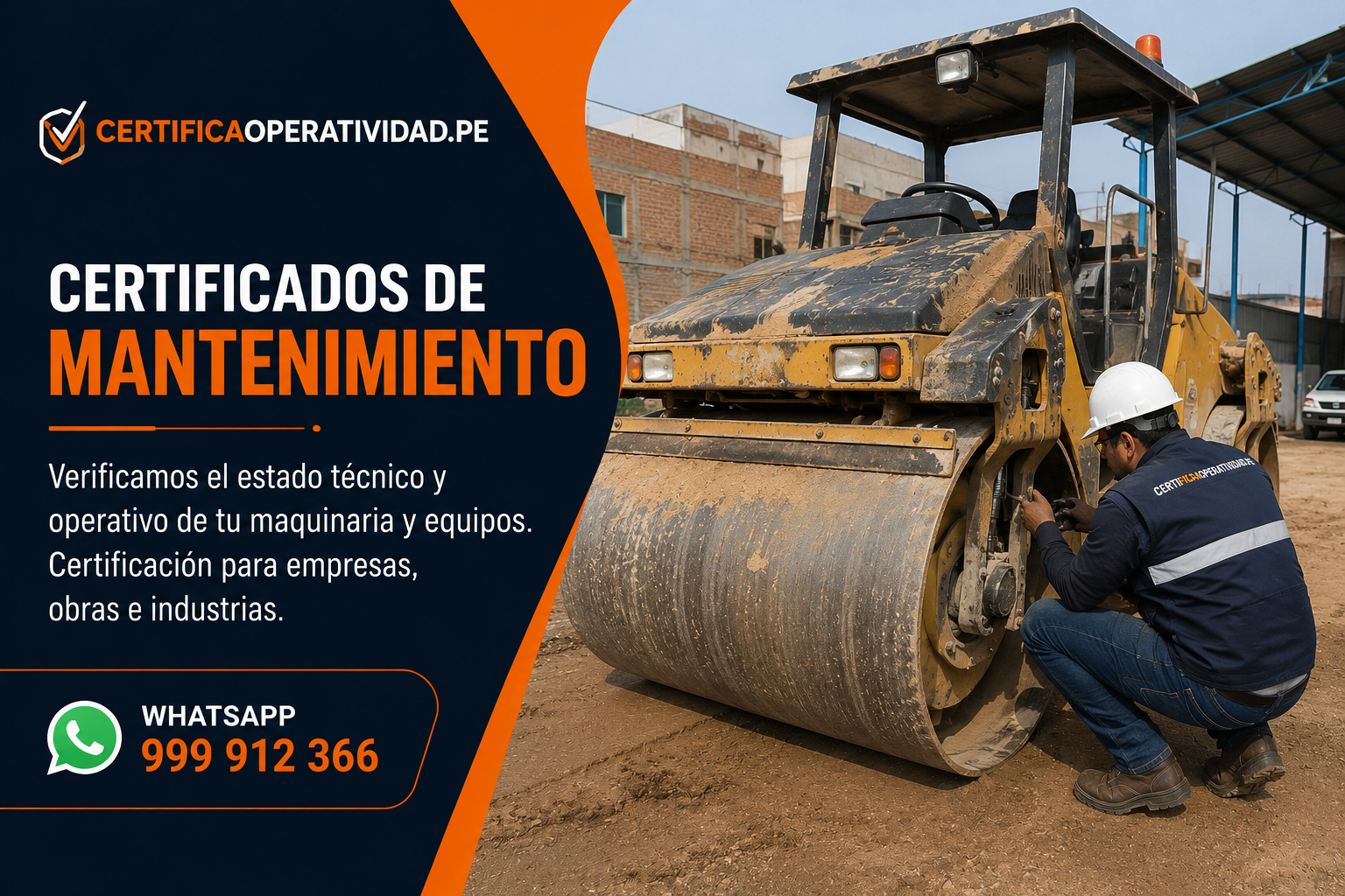 Técnico realizando mantenimiento a maquinaria para certificado de mantenimiento